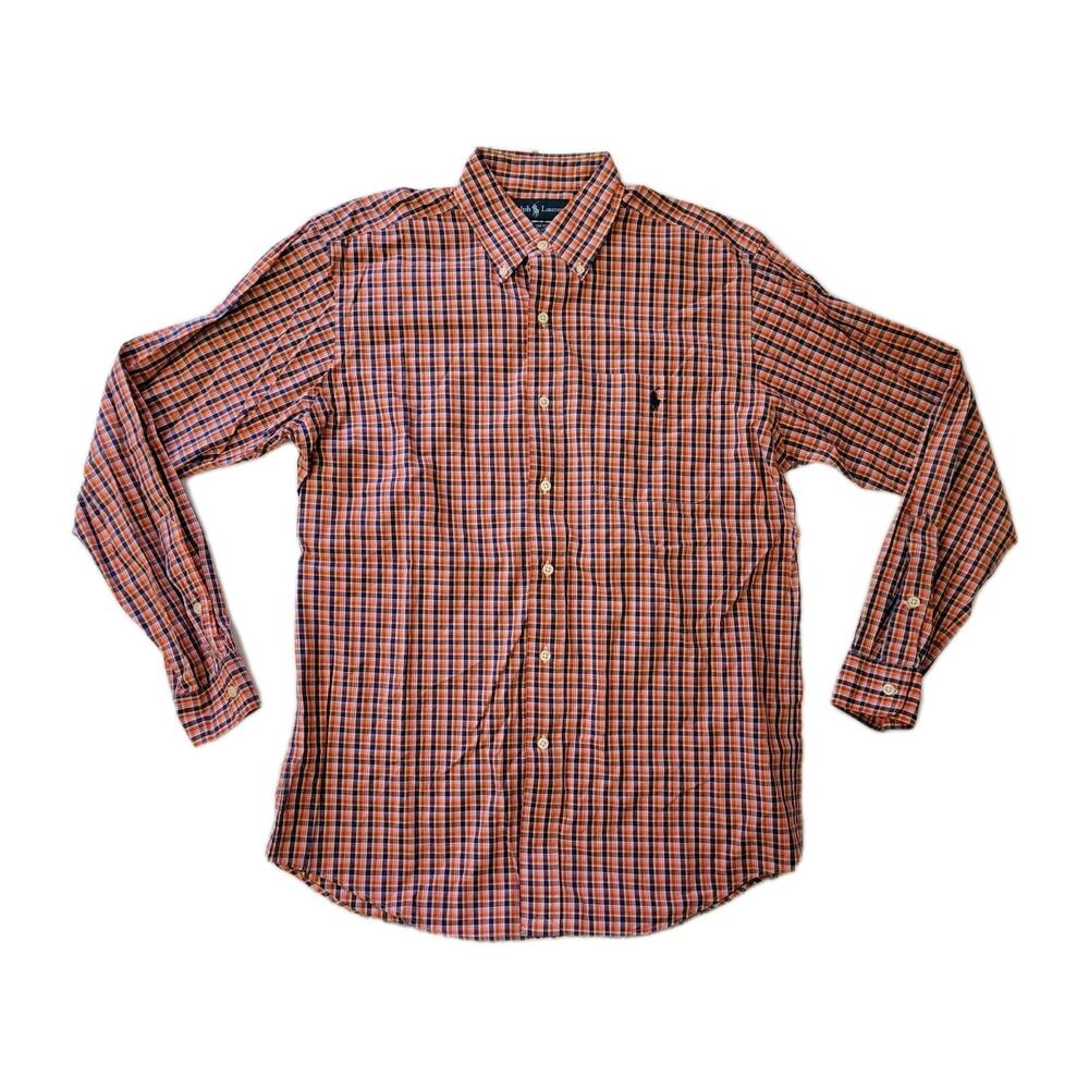 Ralph Lauren Mens M Plaid Checkered Casual Preppy Academic Button Down Shirt
